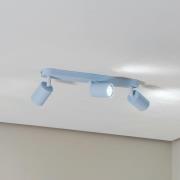 TK Lighting Takspotlight Livia, ljusblå, 52 cm, 3 lampor, metall, GU10