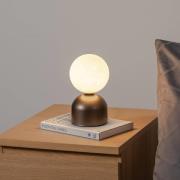 TK Lighting Bordslampa Miki, brun, höjd 21 cm, metall/glas, G9