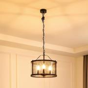 Lucande hänglampa Eryk, Ø 40 cm, svart, glas, 3 lampor