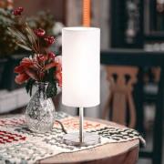 FH Lighting Bordslampa Kira, textilskärm, nickel/vit