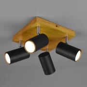 Trio Lighting Marley takspotlight, matt svart, 4 lampor
