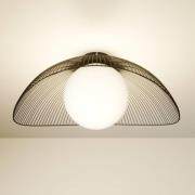Lindby Fabronia taklampa, svart/vit, glas, kupa, E27