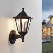 Lindby LED-utomhusvägglampa Iavo, svart, lykta, 38 cm