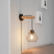 Envostar Urs vägglampa med bur, oljad ek