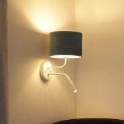 Duolla Vägglampa Roller, sladd mint, vit, med läslampa