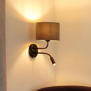 Duolla Vägglampa Roller, sammet grå, svart, med läslampa