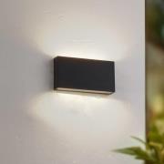 Lindby LED-utomhusvägglampa Jarte, svart, metall, 17cm, IP54