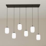 EMIBIG LIGHTING Verdi pendellampa, längd 115 cm, svart/opal, glas, 6 l...