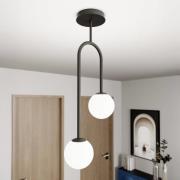 EMIBIG LIGHTING Atria taklampa, opal/svart, höjd 76 cm, metall, 2 lamp...