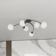 EMIBIG LIGHTING Taklampa Vibra, opal/svart, längd 97 cm, glas, 6 lampo...