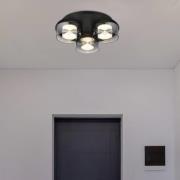 Globo Belinda LED-taklampa, Ø 38 cm, rökgrå, 3 lampor, glas