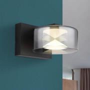 Globo Belinda LED-vägglampa, rökgrå, bredd 15 cm, glas