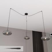 EMIBIG LIGHTING Hänglampa Origo, rökfärgad, decentraliserad, glas, 3 l...