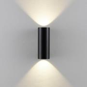 Deko-Light Utomhusvägglampa CAN, svart, 2 lampor, Ø 8 cm IP65 metall G...
