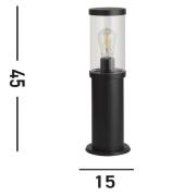 Searchlight Bakerloo sockellampa, IP44, svart, höjd 45 cm, metall