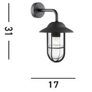 Searchlight Utomhusvägglampa Toronto, svart IP44, stål, glas, E27