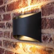 Eco-Light LED utomhusvägglampa Dodd, svart, aluminium, halvcirkelforma...