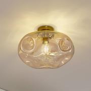Lindby taklampa Lelia, bärnstensfärgad, glas, Ø 35 cm