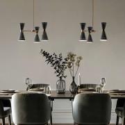 Stilnovo pendellampa Megafono, svart, längd 54 cm, 6 lampor.