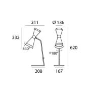 Stilnovo bordslampa Megafono, elfenbensfärgad, 62 cm, metall