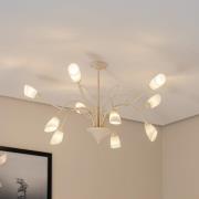Jupiter Gloriosa taklampa, glas, creme, 10 lampor