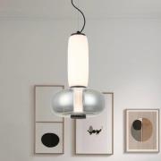 Viokef LED-hänglampa Avery, rökgrå/vit, Ø 32 cm, glas