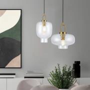 Viokef Pendellampa Oslo, Ø 26 cm, klar/guldfärgad, glas