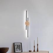 TK Lighting LED-vägglampa Java, svart/kotte, 86 cm, 2 lampor, metall