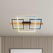 Briloner LED-taklampa Cadre, CCT, 75 cm, svart, trä