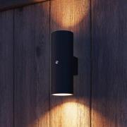 Calex utomhusvägglampa Pavia GU10, upp/ner, svart, sensor