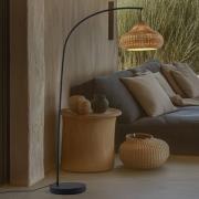 Lucande utomhus golvlampa Taniola, beige, rotting, 195cm, IP44