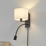 Lindby vägglampa Florens, svart, LED-läslampa, 23,5 cm