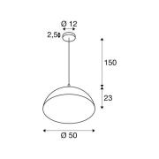 SLV hänglampa Forchini, 50 cm svart/guldfärgad plast