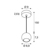 SLV pendellampa Light Eye 90, svart, Ø 9 cm, metall
