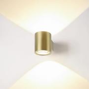 SLV LED-vägglampa Oculus, mässingsfärgad Ø 9 cm dimbar till varmt