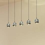 Lucande LED-pendellampa Hayley, svart, 5 lampor, avlång