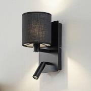 Lindby vägglampa Aiden, 30 cm, svart, LED-läslampa, E14