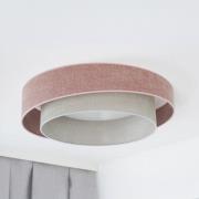 Duolla LED-taklampa Luneta S, chenille, rosa/grå, dimbar