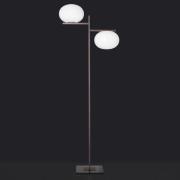 Oluce golvlampa Alba, brons, vit, 2 lampor, glas, metall