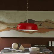 Oluce LED-hänglampa Canopy, Ø 60 cm, röd, aluminium