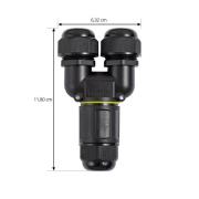 PRIOS Kabelanslutning Y, vattentät, IP68, längd 118 cm, svart