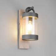 Trio Lighting Utomhusvägglampa Sambesi, träimitation, skymningssensor,...