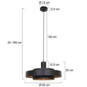 Steinhauer Hänglampa Flinter, svart, metall, Ø 50 cm, E27