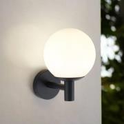 Lindby utomhusvägglampa Dangan, vit, glas, Ø 20 cm, IP44
