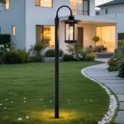 Lindby väglampa Zayn, svart, glas, höjd 109 cm, IP65