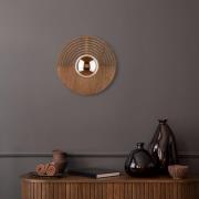TK Lighting Vägglampa Lunar, vit/träfärgad, Ø 30 cm, G9