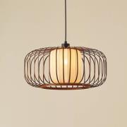 Lindby pendellampa Davella, Ø 50 cm, bambu, textil
