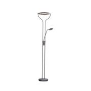 FISCHER & HONSEL LED-golvlampa Davos, sandgrå, höjd 180 cm, 2 lampor, ...