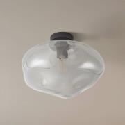 Lindby taklampa Lelia, rökgrå, glas, Ø 35 cm
