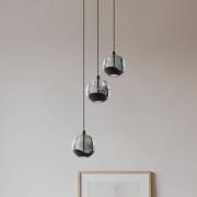 Lucande LED-pendellampa Hayley, svart, 3 lampor, glas